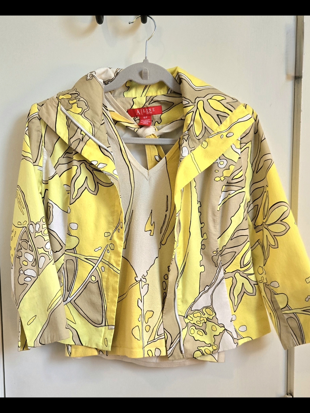 A-Line Vintage Retro Yellow Floral Jacket & Knit Halter Set